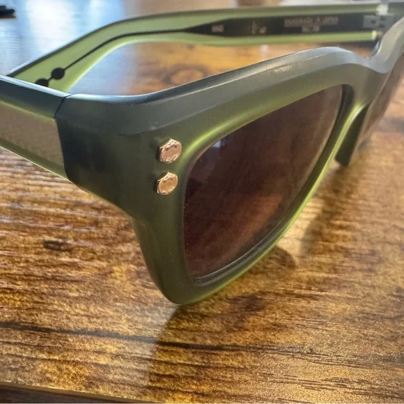 Hoorsenbuhs Model I Solid 24K Gold Accented Matte Army Green Sunglasses